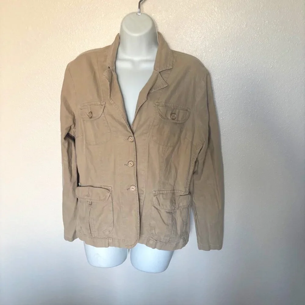Pre-Loved Gloria Vanderbilt tan jacket/blazer, size L